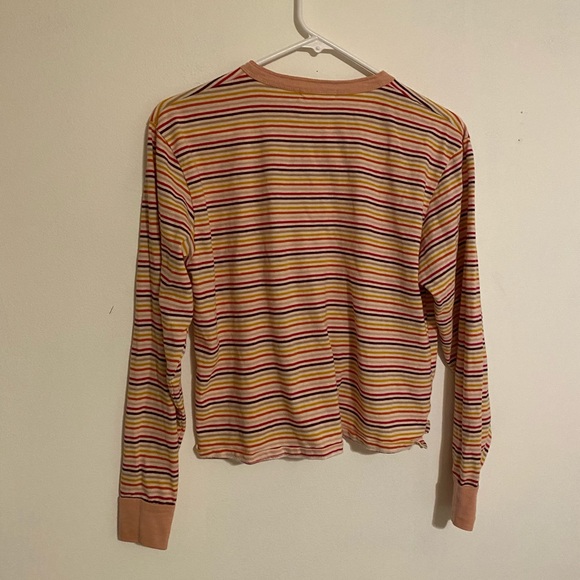 Striped, half button up, long sleeve crop top - Picture 2 of 3